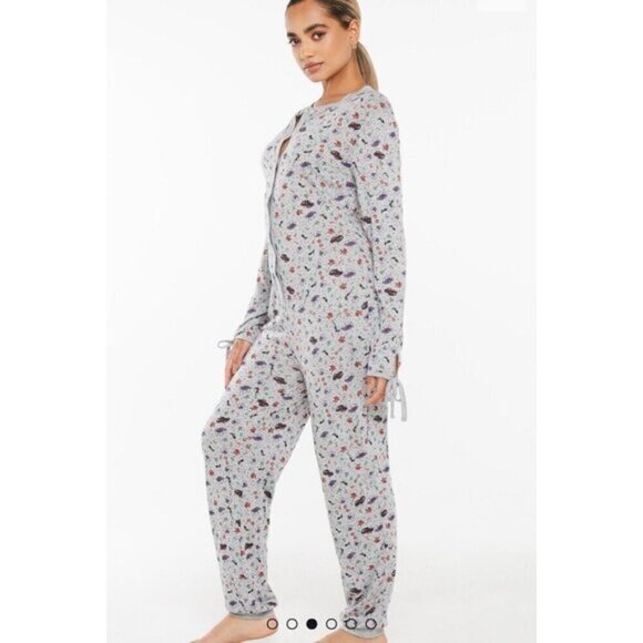 Savage X Fenty PJ Jumpsuit Women Large Grey It’s The Savage One Piece Holiday - Picture 9 of 14